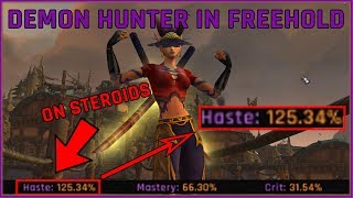 INSANE Demon Hunter Azerite Traits Trick - 100%+ Haste FOREVHA! - BFA 110 Freehold Twink Boost Guide
