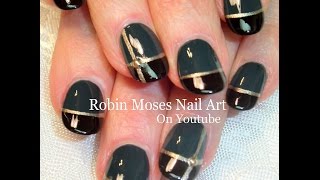 Cute Nails! Nail Art Design for beginners | Teal black and Gold Tutorial