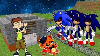 BEBÊ FREDDY ANIMATRONIC MORRE AO PROTEGER BEN 10 DE UM APOCALIPSE DE SONIC .EXE NO MINECRAFT