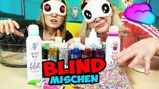 BLIND SLIME MACHEN CHALLENGE - Nina VS Kathi - WER MACHT DEN BESTEN SCHLEIM mit verbundenen Augen?