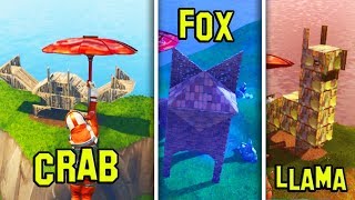 Where to FIND the Llama, Crab and Fox STRUCTURES (FORTNITE BATTLE ROYALE)