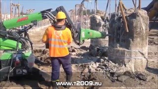 Срубка голов свай роботом AVANT 185