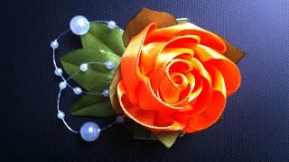 Украшение на заколку Канзаши/Розочка Рыжик