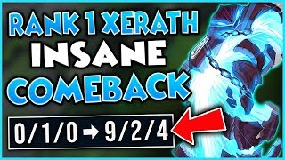 #1 XERATH WORLD UNREAL TURN-AROUND 1V5 CARRY (AFTER FEEDING) - League of Legends