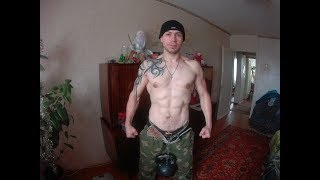 Отжимания на брусьях с гирей 24 кг.Силовой комплекс трицепс и грудь