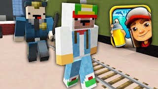 Сабвей Серф бежит от Охранник коп нуб в Майнкрафт ! Ловушка для нуба в Minecraft Subway Surf