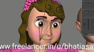 3d girl model, texture and facial rig