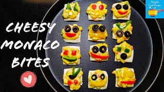 Cheesy Monaco Bites Recipe | Monaco Biscuit Toppings | Healthy Snacks Ideas | Party Appetizers