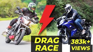 PULSAR 200NS VS YAMAHA R15 DRAG RACE