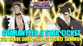 Bleach Brave Souls Guaranteed 5 Star Ticket Summon + Brave Soul and 4/5 Star Tickets