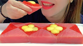 ASMR RAW TUNA I TUNA SASHIMI I TOBIKO EGGS I RAW QUAIL EGGS I EATING EGGS I MUKBANG I Mai — ASMR