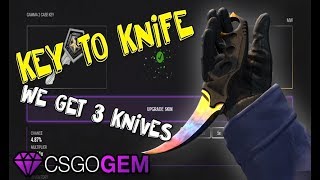 From Key to Knife ( 3 Knives ) $200 Profit - CSGOGem Gambling