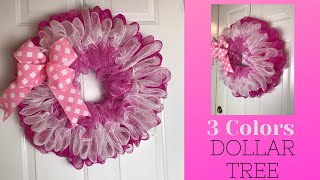 Dollar Tree 3 Colors of 6 Inch Deco Mesh Wreath Tutorial Easy & Inexpensive
