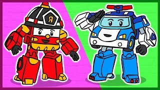 Мультик. Раскраска. Робокары. Учим цвета. Cartoon Robocar. 로보카 폴리