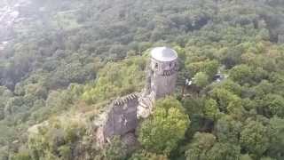 DJI Phantom 2 flies over the castle Slanec, Slovakia