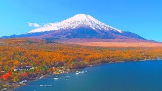 4k Japan Drone Mt.Fuji 絶景ドローン 富士山 紅葉の山中湖 空撮自然風景映像 富士五湖 Autumn Lake Yamanaka 聖者の行進