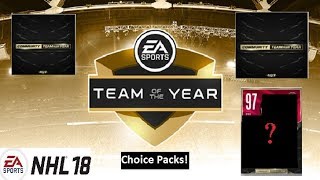 TOTY CHOICE PACKS | 97 OVR TOTY PULL! (NHL 18 HUT)