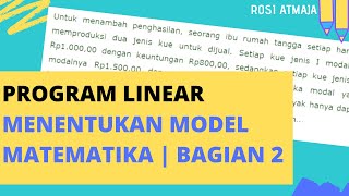 Program Linear | Menyusun Model Matematika | Bagian 2