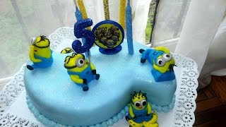Minion Theme Cake - Торт "Миньоны" (сахарная мастика)