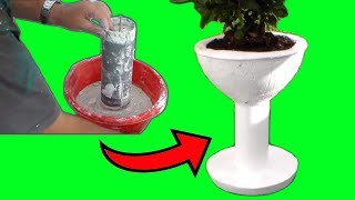 COMO HACER  MACETAS DE CEMENTO DECORADAS CON FORMA DE FUENTE PARA PLANTAS FLORES BONSAIS O JARDÍN