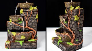 DIY Amazing Tabletop Water Fountain | DIY Awesome Cement Waterfall Fountain