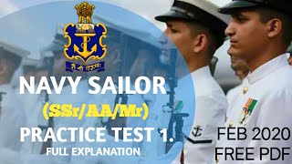 NAVY SAILOR(SSR/AA/MR)+AIRFORCE AIRMAN Y GROUP+NDA GK PRACTICE SET 1||FEB 2020||NAVY SAILOR TEST