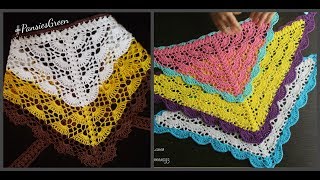 Ажурная Косынка, шаль, бактус крючком. Видео урок для начинающих 2 часть