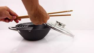 Казан RS\FW 9800-26/ 6пр. метал. /WOK 26см-3,2л./ ст.кр., + лопатка, сетка, 2 палочки