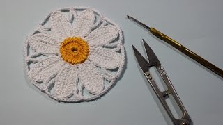 Как вязать крючком ромашку. How to crochet daisy.