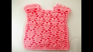 Crochet baby VEST tutorial 0-3 months heart stitch  - Designed by Happy Crochet Club