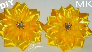 Лёгкий красивый цветок канзаши из лент МК/DIY