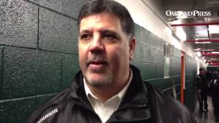 Novi hockey coach Mark Vellucci talks after his team's 6-4 win over Hartland. #mipzhockey #miprepzon