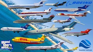 GTA V Boeing 727-200 Passenger & Cargo Falling into Deep Pacific Ocean Best Longer Crash Compilation