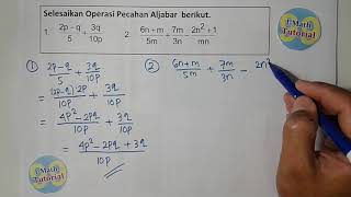 Cara Mudah Menjumlah Dan Mengurangkan Pecahan Bentuk Aljabar #2