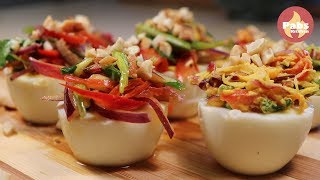 Spicy stuffing on boiled Eggs ? ? [ New style of Eggs Apetizer! ] - Pabs Kitchen