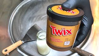 TWIX Ice Cream Rolls | how to make Ice Cream with TWIX - Recipe / Chocolate Caramel Ice Cream | ASMR