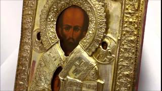 Купить иконы - Старинная икона святой Николай Чудотворец. DR0239