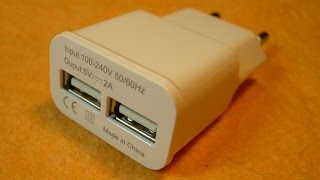 Сетевой адаптер 220В - USB 5В 2А с двумя разъёмами USB