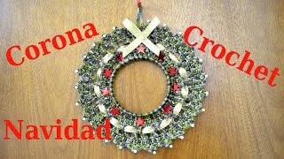 CORONA en tejido #crochet o ganchillo para Navidad tutorial paso a paso. Moda a Crochet