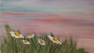 Как нарисовать полевые ромашки. Онлайн-урок рисования гуашью для начинающих.