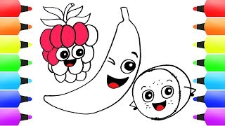 Fruit Drawing for Kids How to Draw Banana Step by Step Easy Coloring Videos for Children