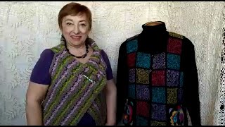 Творческие секреты О.С. Литвиной о вязании крючком.  Фриформ. Жакет "Привет от Пабло Пикассо".