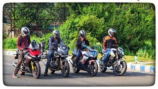 R15V3 vs R15V2 vs PULSAR 220F vs NS 200 || Awesome drag battle ??