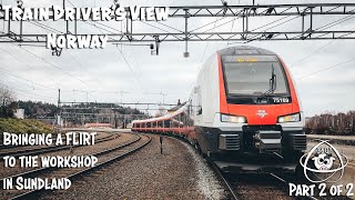 TRAIN DRIVER'S VIEW 360: Taking a FLIRT to the Workshop in Drammen part 2 of 2