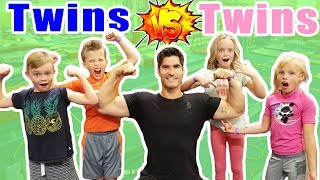 Twin Boys VS Twins Girls in Ninja Course Challenge! Ninja Kidz TV and Kids Fun TV Together!