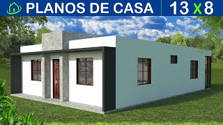 Planos de Casa 13X8 Metros 3 Dormitorios 1 Baño Independient 1 Lavandería Cocina/comedor Sala Grande