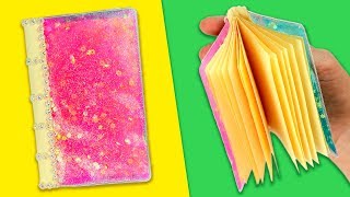КАК СДЕЛАТЬ БЛОКНОТ С ЖИДКОСТЬЮ И БЛЕСТКАМИ | DIY КАНЦЕЛЯРИЯ