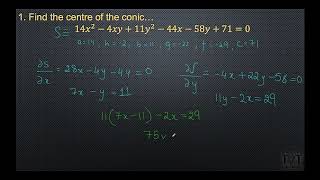 Problem on Finding Center of the Conic Sections