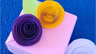 DIY. Самый  простой и быстрый способ как сделать розы из бумаги ♥ Идеи для украшения подарка.