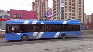 Троллейбус превращается в... электробус Петербурга 9-172: БКМ-32100D б.2111 по №18 (22.03.19)